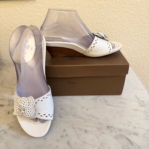Linea Paolo Brooke White Leather Wedge Sandal size US 7.5M